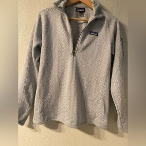 Patagonia Woman’s Better Frozen Jacquard Salt Grey Sweater 1/4 Zip Size M
